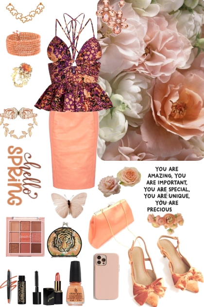#418 2023 Light Orange Skirt- Fashion set