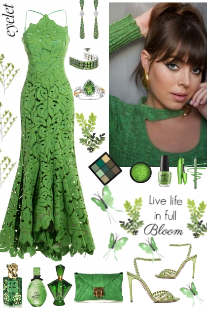 #453 2023 Green Eyelet Dress- Модное сочетание