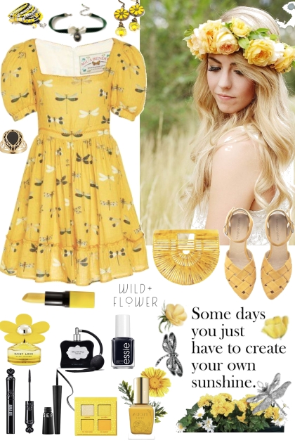 #454 2023 Yellow Dragonfly Dress- Combinaciónde moda