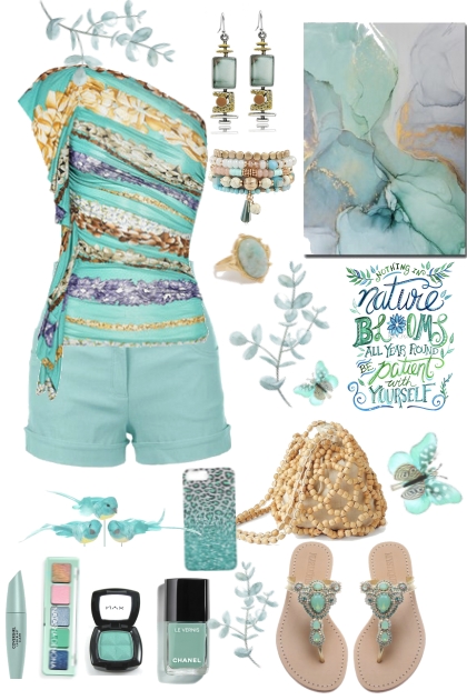 @471  2023 Floral Turquoise Top- Fashion set