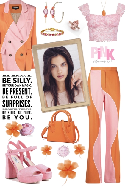 #472 2023 Orang And Pink Suit- Combinazione di moda