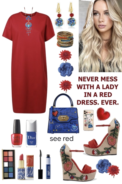 #485 2023 Red T Shirt Dress- 搭配