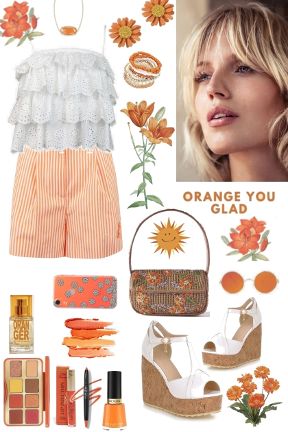 #492 2923 Orange Striped Shorts - Combinazione di moda