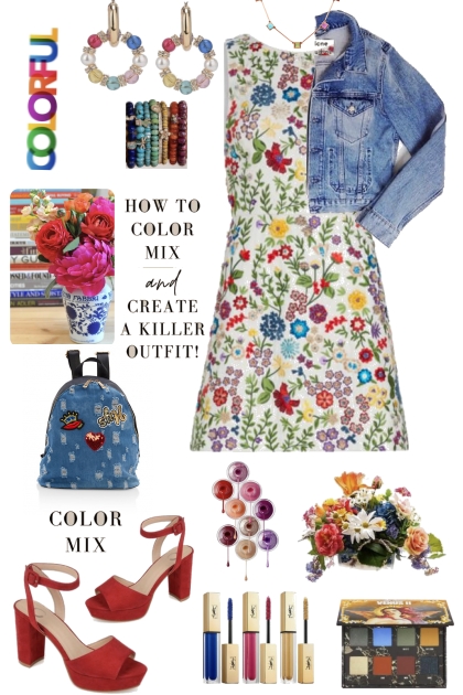 #496 2023 Colorful Print Dress- Modna kombinacija
