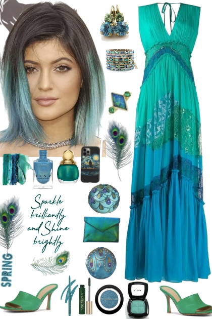 #509 2023 Blue Green Gown- Fashion set
