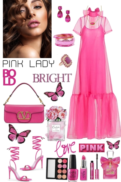 #553 2023 Hot Pink Sheer Dress  - Fashion set