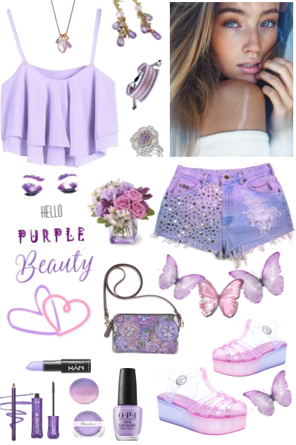 #558 2023 Lavender And Pink Summer Look- combinação de moda