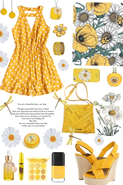 #581 2023 Sunny Yellow Romper- Combinaciónde moda
