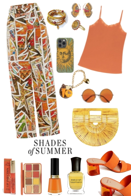 #583 2023 Orange Mosaic Pants- combinação de moda