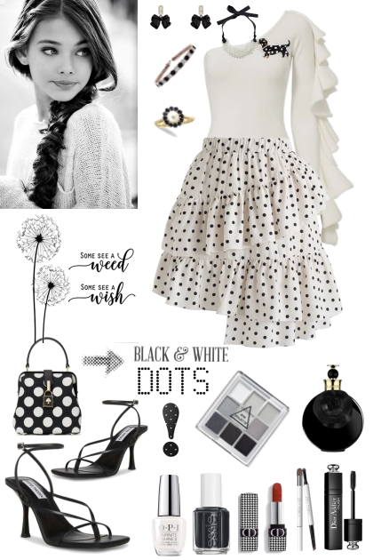 #624 2023 Black And White Polka Dots- Модное сочетание