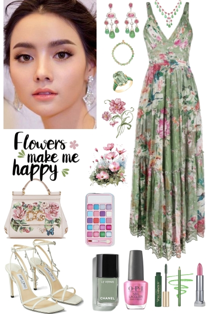#665 2023 Pink And Green Dress