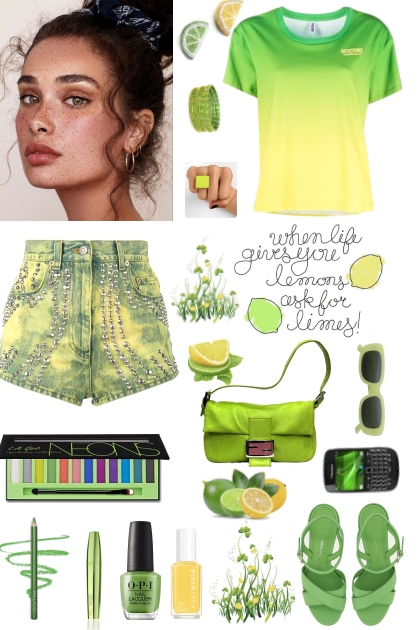 #680 2023 Lemon Lime Shorts Set- Combinaciónde moda