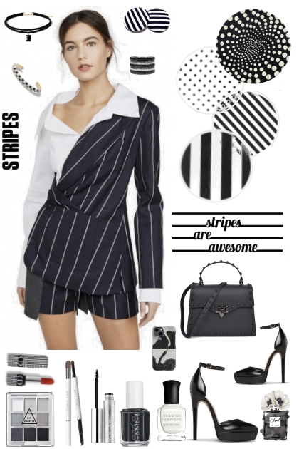 #723 2023 Black And White Stripes- Combinaciónde moda