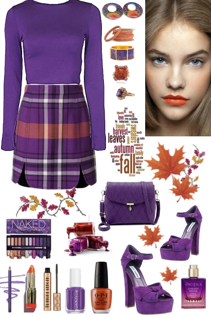 #755 2023  Fall Shades Of Purple And Orange- combinação de moda