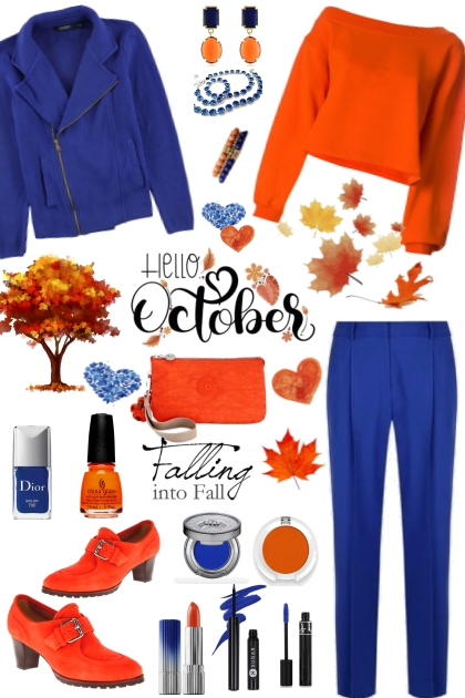 #767 2023  Bright Blue And Orange Fall- combinação de moda