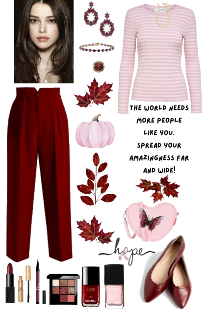 #785 2023 Autumn Burgundy And Pink- Combinaciónde moda