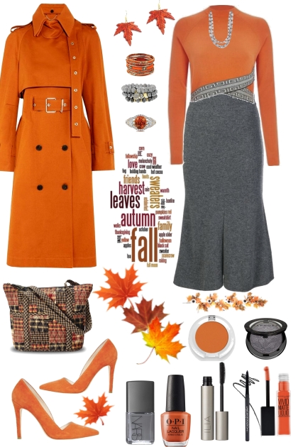 #799 2023 Fall Gray and Orange- Combinazione di moda