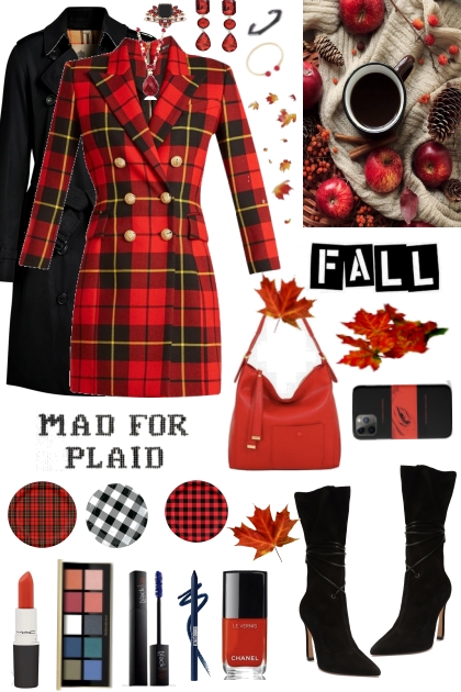 #805 2023 Red Plaid Jacket Dress- Modekombination