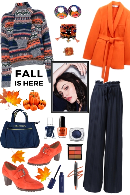 #818 2023 Fall Orange And Navy- Combinaciónde moda