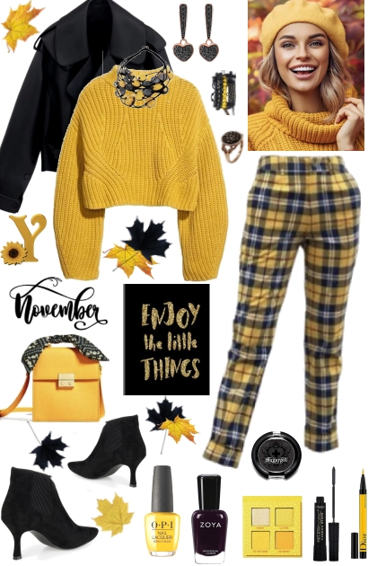 # 844  2023 Black and Yellow Knit - combinação de moda