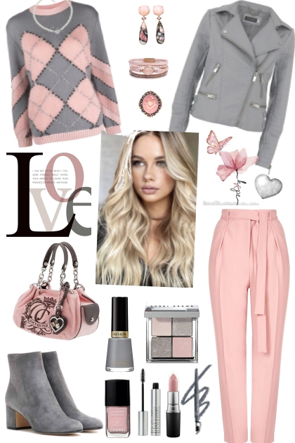#845 2023 Gray And Pink November- combinação de moda