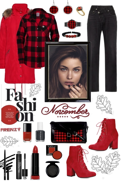 #858 2023 Red Plaid November- Fashion set