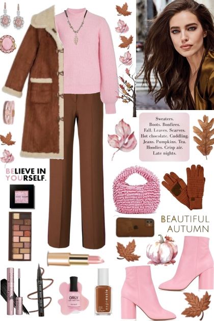 #860 2023 Pink And Brown Fall- Modna kombinacija