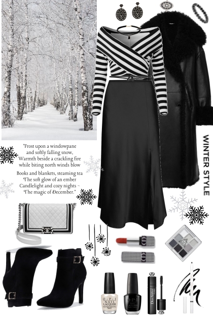 #898 2023  Winter Date Black And White- コーディネート