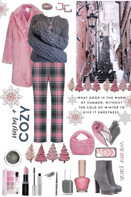 #901 2023 Winter Grey And Pink Style- Fashion set