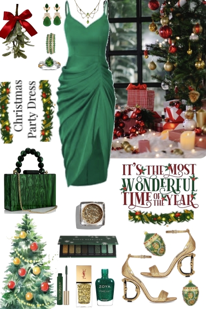 #908 2023 Green Christmas Party Dress- Fashion set