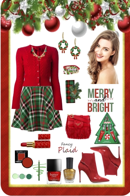 #909 2023 Red And Green Plaid- Combinaciónde moda