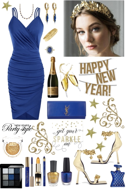 #921  2023 New Years Blue And Gold- combinação de moda