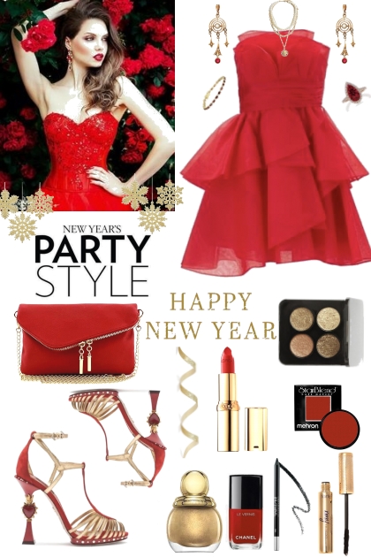 #924 2023 Red And Gold New Years- combinação de moda