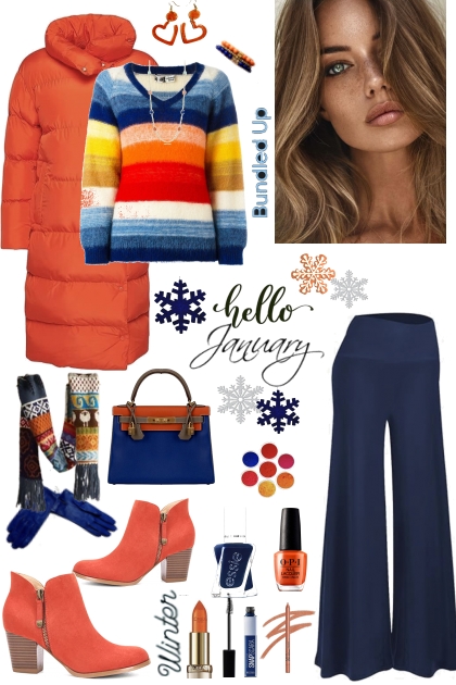#940 2024 January Orange And Blue- Combinazione di moda