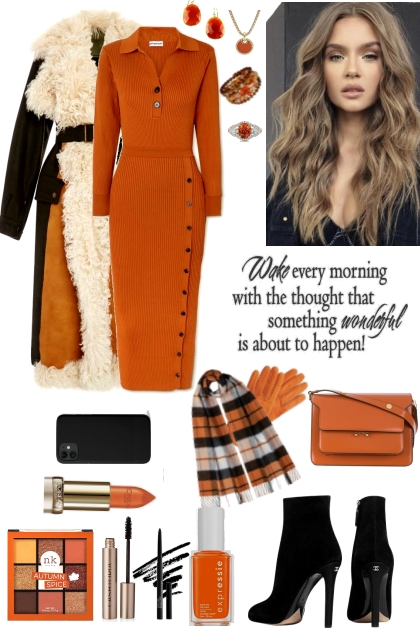 #947 2024 Orange And Black Winter- Combinaciónde moda