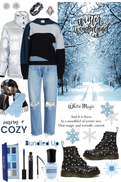 #955 2024  Winter Blue & Black- combinação de moda