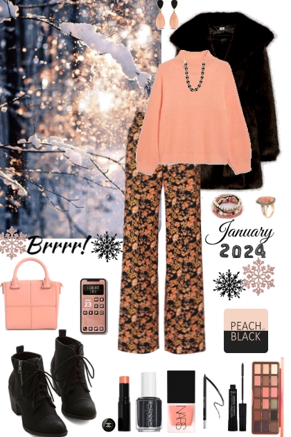 #959 2024 Peach And Black- Fashion set