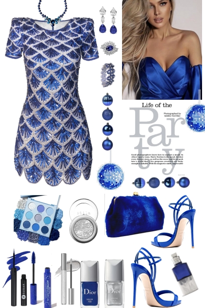 #969 2024  Bright Blue Party Dress- Modekombination