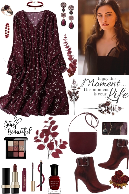 #977 2024 Burgundy Dress- Combinaciónde moda