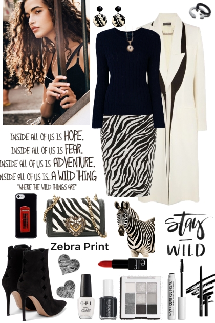 #978 2024 Zebra Print Skirt- combinação de moda