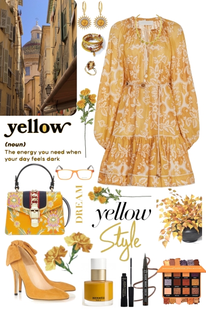 #983 2024 Happy Yellow Print - Modna kombinacija