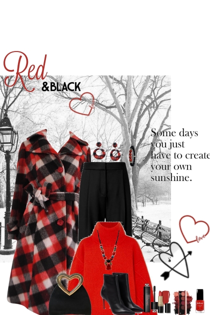 #1002 2024  Red And Black- Combinaciónde moda