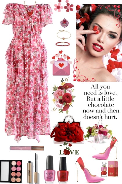 #1008 2024  Red And Pink Romance- combinação de moda