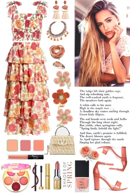 #1010 2024  Spring Peach Flowers- combinação de moda