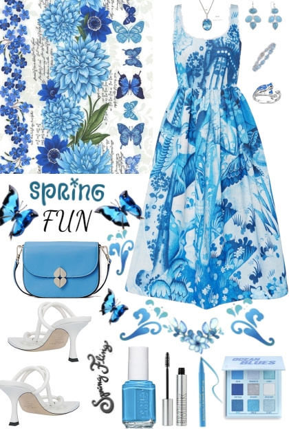 #1057 2024 Blue Flower Spring- Combinazione di moda