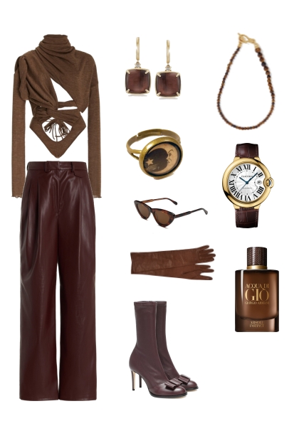 brown vintage outfit idea- コーディネート