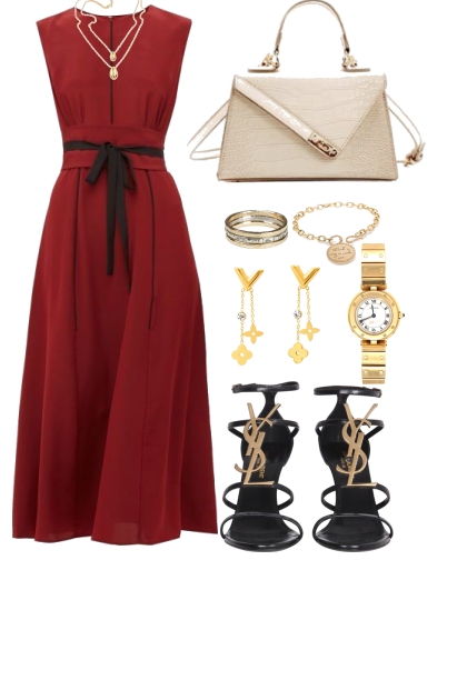 Red dress- Модное сочетание