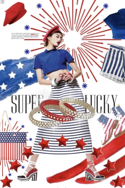 SUPER LUCKY IN RED WHITE AND BLUE- Combinazione di moda