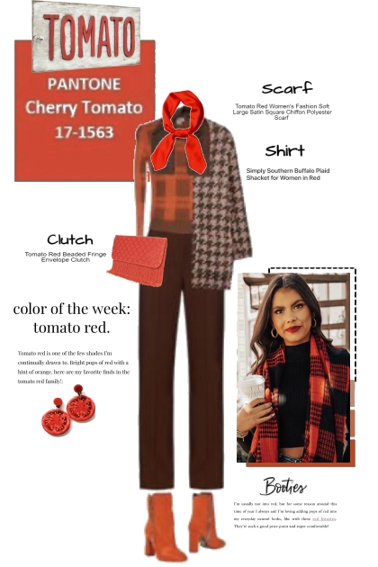 PANTONE CHERRY TOMATO RED- Modna kombinacija