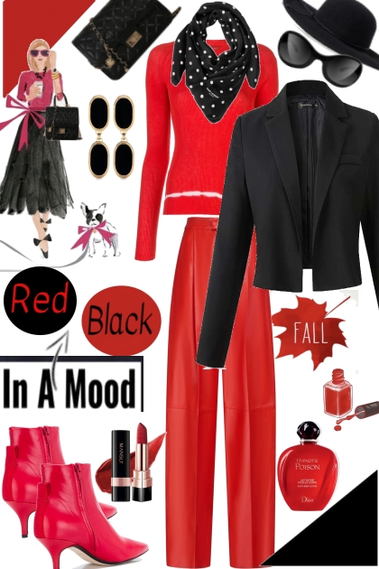 In a red & black mood for Fall- Combinazione di moda